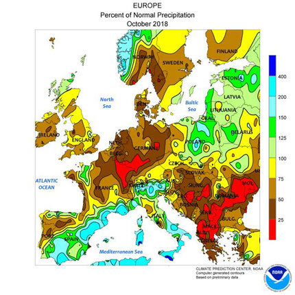 Η Ελλάδα είναι ανάμεσα στις χώρες εκείνες της Ευρώπης, όπου ο φετινός Οκτώβριος υπήρξε ιδιαίτερα ξηρός και χωρίς βροχές.