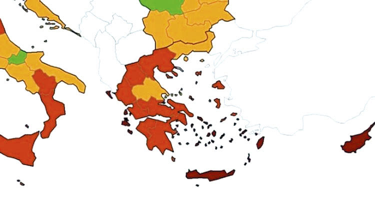 βαθύ κόκκινο η Κρήτη επιδημία πανδημία covid