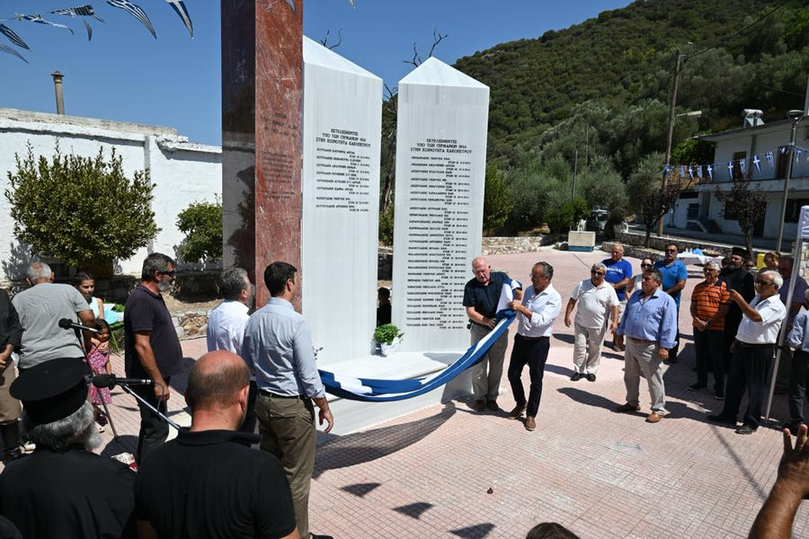 Συγκίνηση στην τελετή αποκαλυπτηρίων του νέου Μνημείου Εκτελεσθέντων στο μαρτυρικό Κακόπετρο