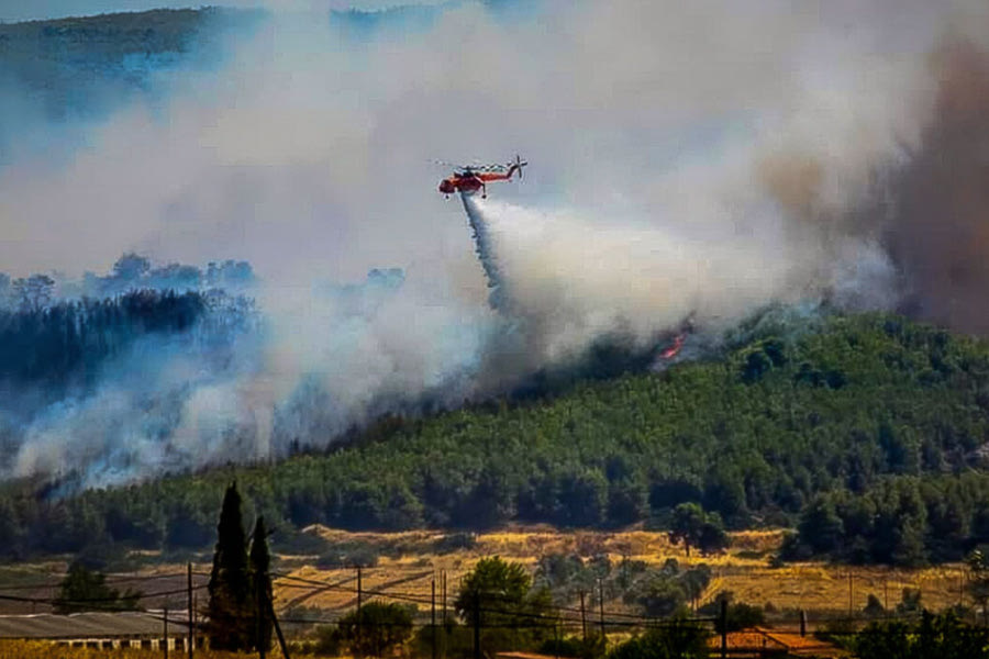 Φωτιά στην Εύβοια: Διάσπαρτες εστίες αντιμετωπίζουν οι πυροσβέστες