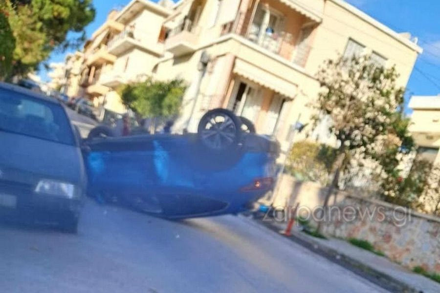 Χανιά: Τούμπαρε αμάξι μετά από σύγκρουση με άλλο ΙΧ